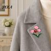 Elegant Floral Jewelry Enamel Tulip Ladybug Brooch for Women, Oil-Dripping Flower Ladybird Decorative Accessory Lapel Pin, Sweater Cardigan Coat Suit