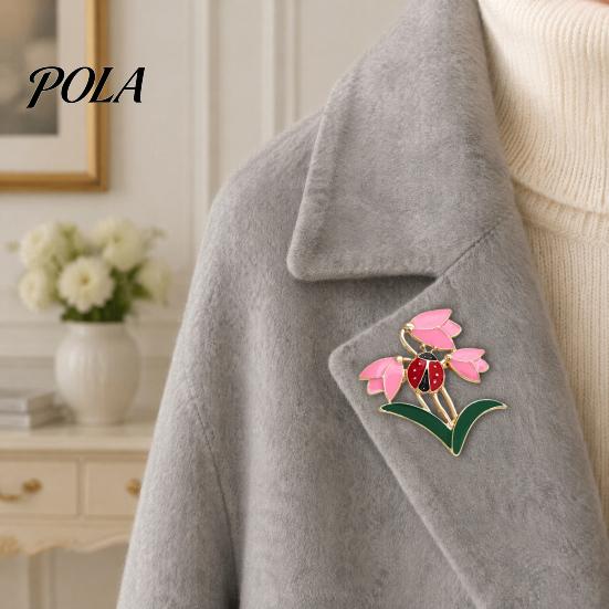 Elegant Floral Jewelry Enamel Tulip Ladybug Brooch for Women, Oil-Dripping Flower Ladybird Decorative Accessory Lapel Pin, Sweater Cardigan Coat Suit