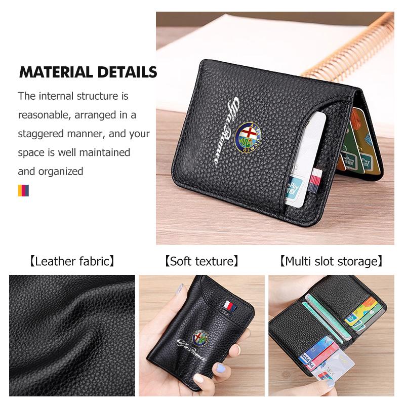 2026 Hot Alfa Romeo Leather Car Men's Wallet Card Clip Storage Bag Multi-functional Protector Cover For Alfa Romeo 159 Giulietta