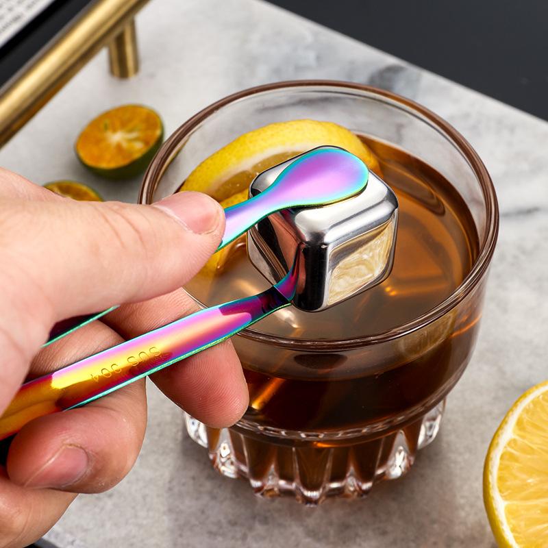 1 STÜCK Eiswürfelklammer mit mehrfarbigem Hammermuster, Edelstahl, Zuckerklemme, Bar, Eiswürfelzange, Kaffee, Tee, Speisenausgabe, Werkzeuge, Barzubehör