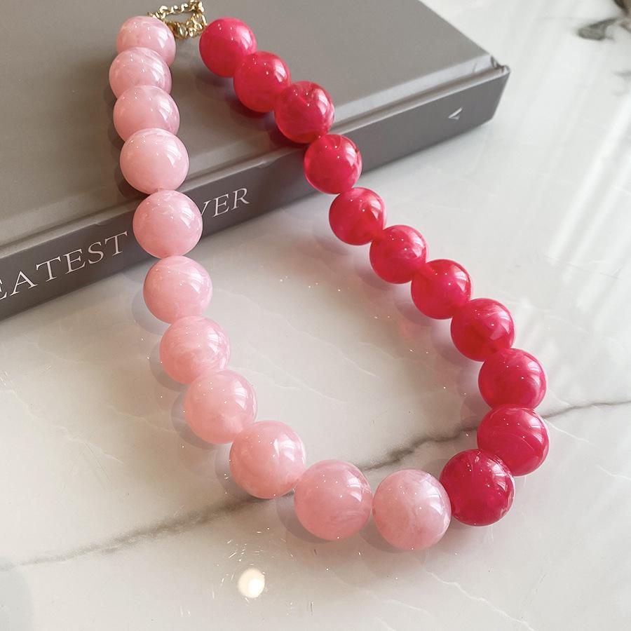 Elegant Summer Acrylic Beaded Necklace: Fashionable Round Clavicle Chain Jewelry