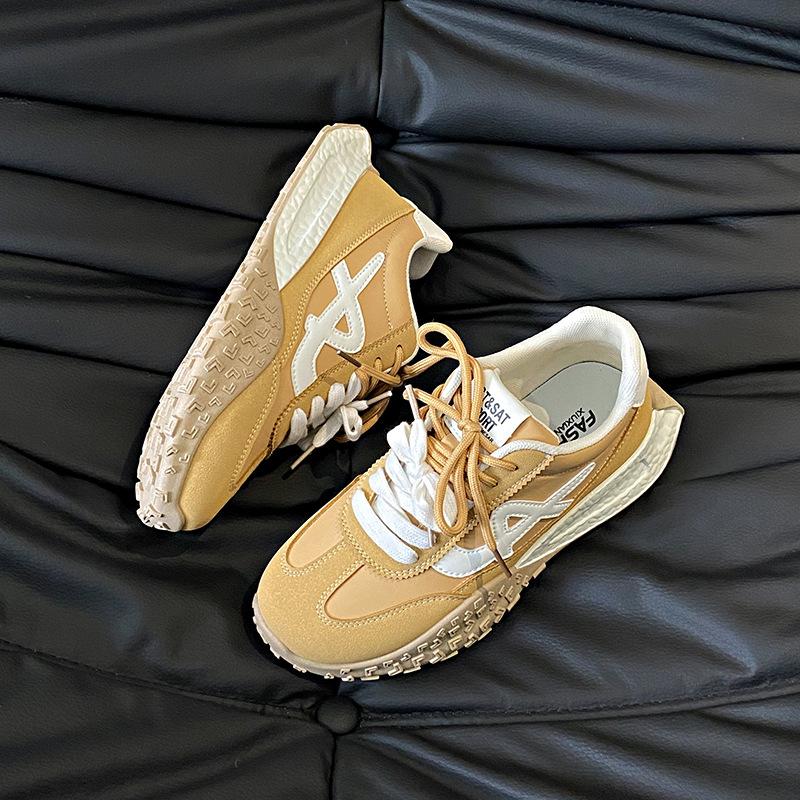 

Retro women s new autumn yellow inner height increase casual shoes color matching sports women s shoes 35 жёлтый