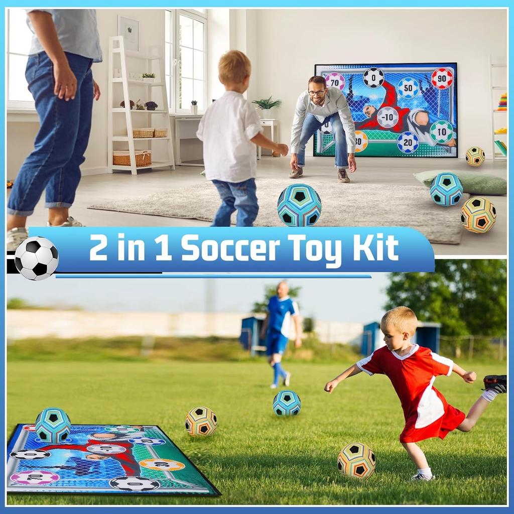 Soccer Ball Game Set for Kids Indoor Outdoor Backyard Toss Soccer Goal Game with 1 Velcro Ball Foldable Flannel Goals Toddlers