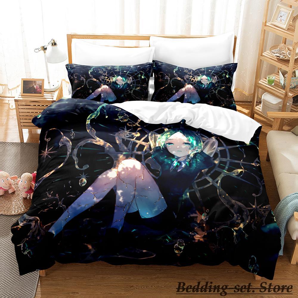 2023 Houseki No Kuni Bedding Set Cartoon Anime three-piece Set Adult Kid Bedroom Duvetcover Sets 3D Kawaii Girls Duvet Cover