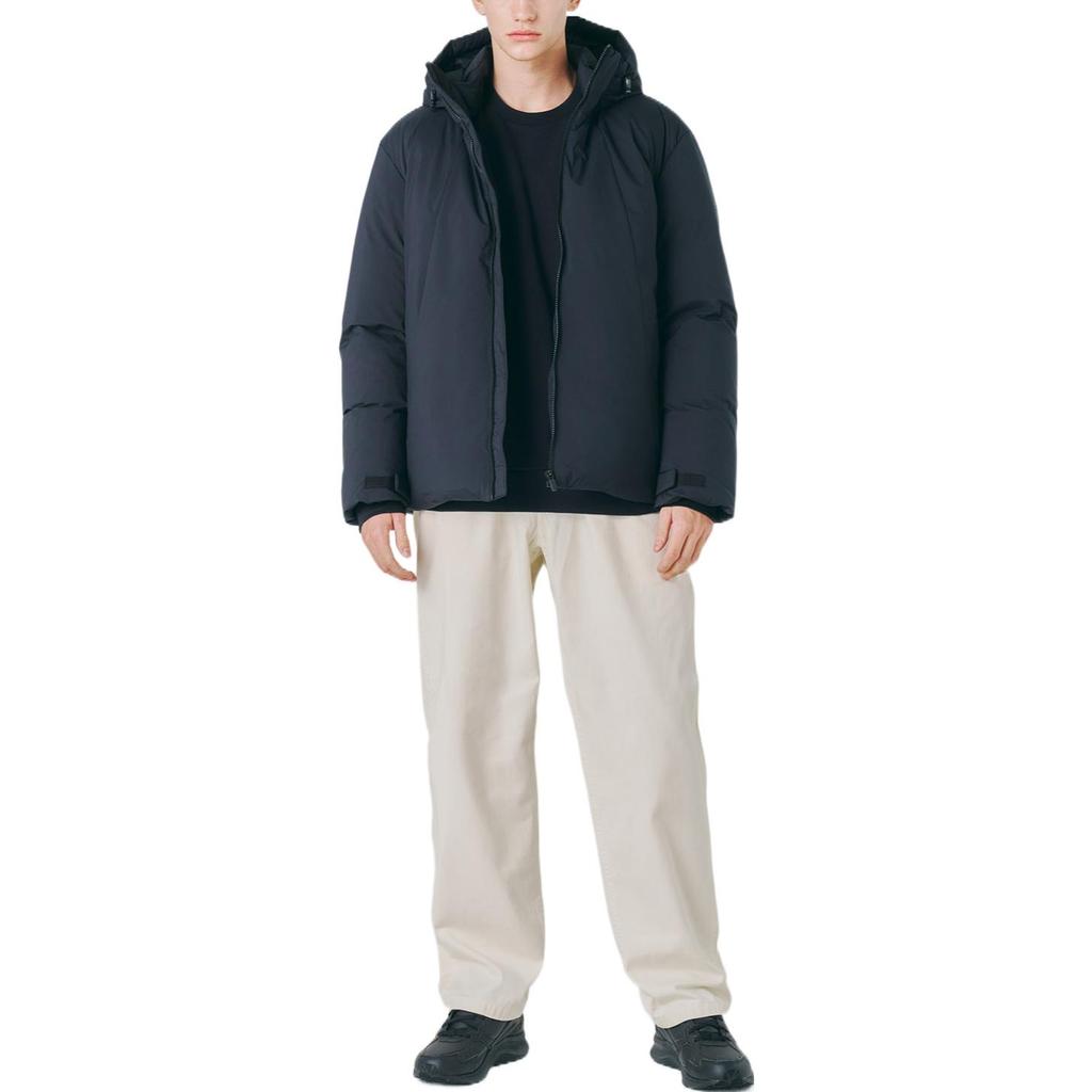 Fila Letter Solid Color Hooded Thickened Down Jacket Men's Black FS2DJE4202M-BLK