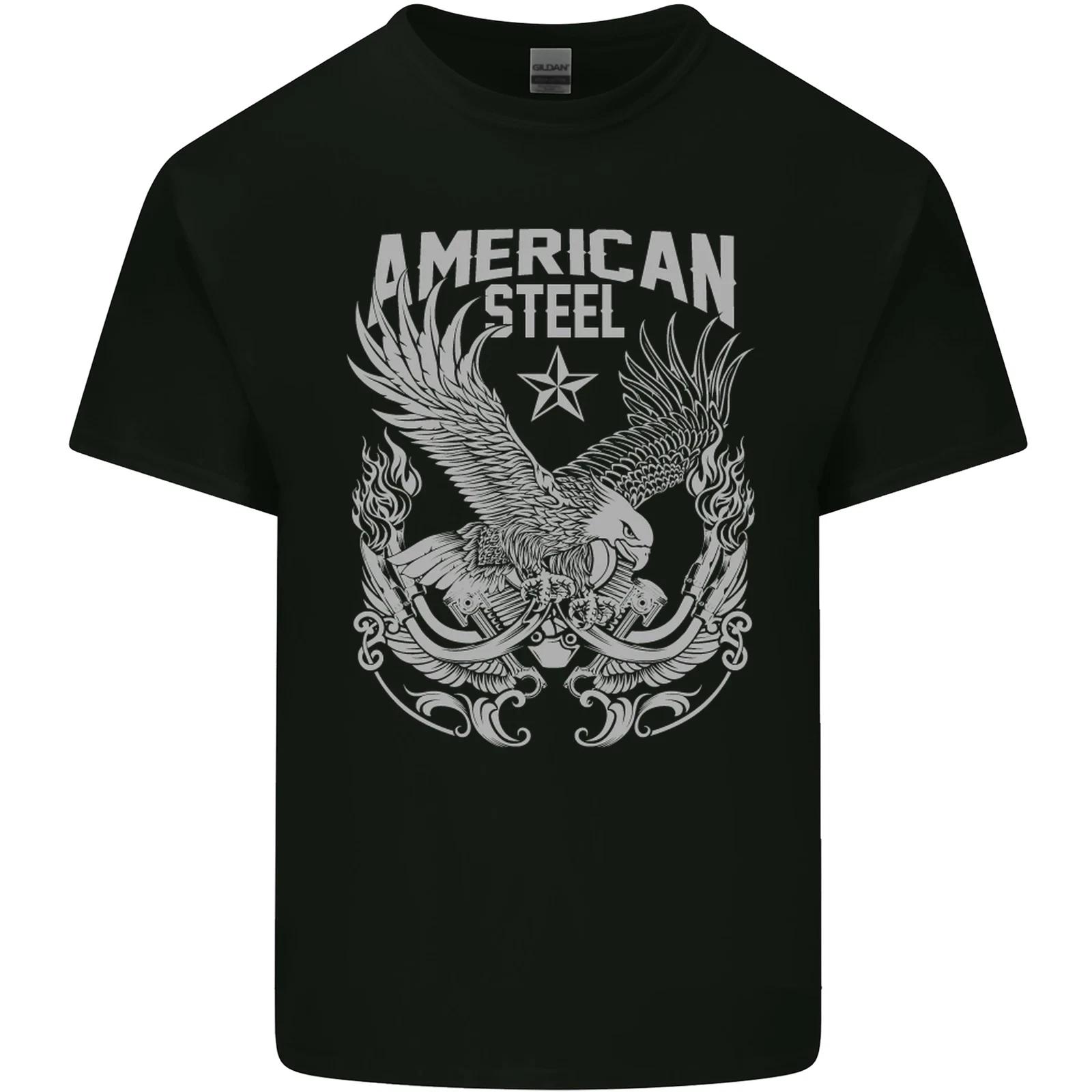 American Steel Motorbike Motorcycle Biker Kids T-Shirt Childrens 4XL