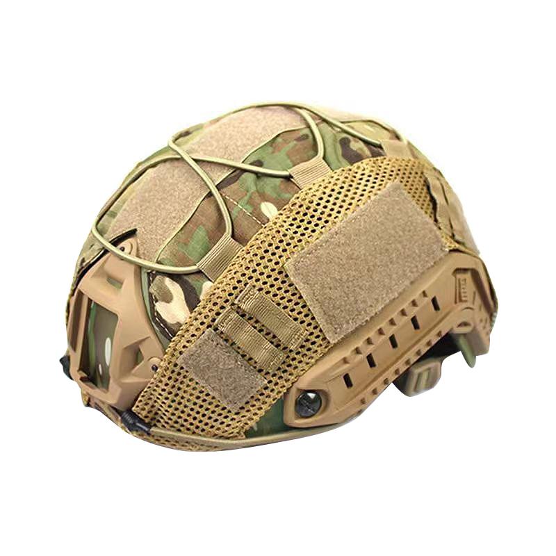 Housse de Casque Camo FAST Airsoft Casque Haut Découpe Tissu de Casque Chasse Tir Accessoires de Casque avec Cordon Élastique