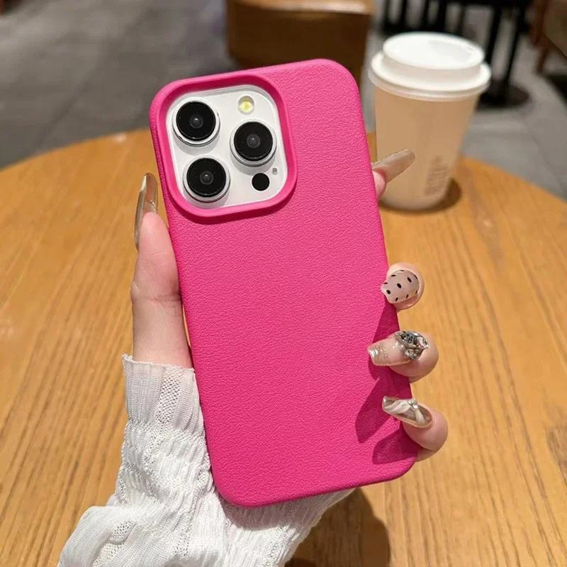 Fashion Soft Rubber Matte Leather Phone Case For iPhone 15 12 13 11 14 Pro Max Plus X XS Max XR Cases Cover for iPhone 15pro Max