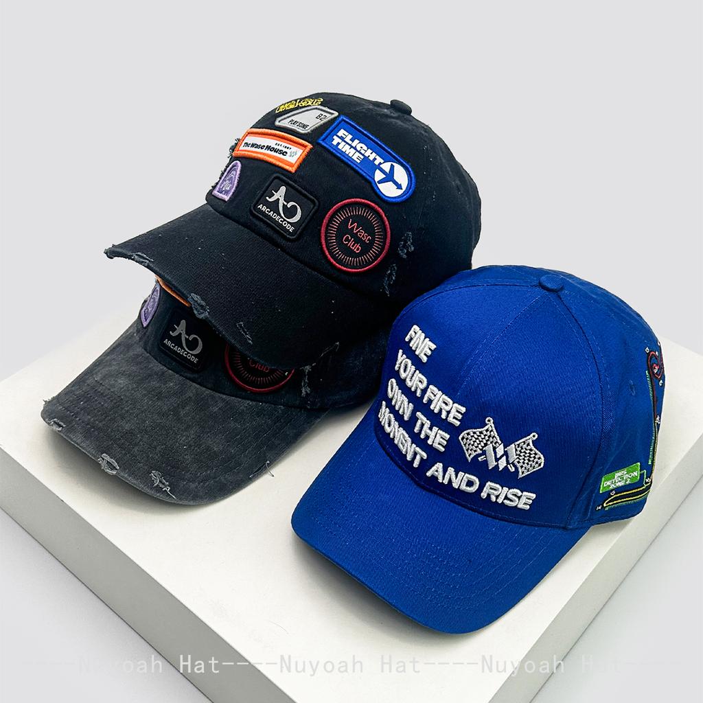 And Women American Street Style Embroidered Letter Prints Flag Baseball Caps Sun Protection Personalized All-Match Broken Peaked Hats Trendy Ins