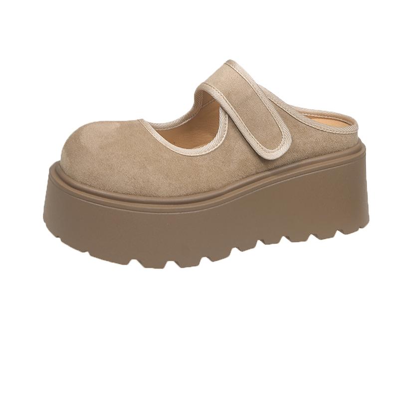 Spring New hoes Women Fashion Round Head Shallow Mouth Line with Waterproof Platform Wear-resistant Single Shoes