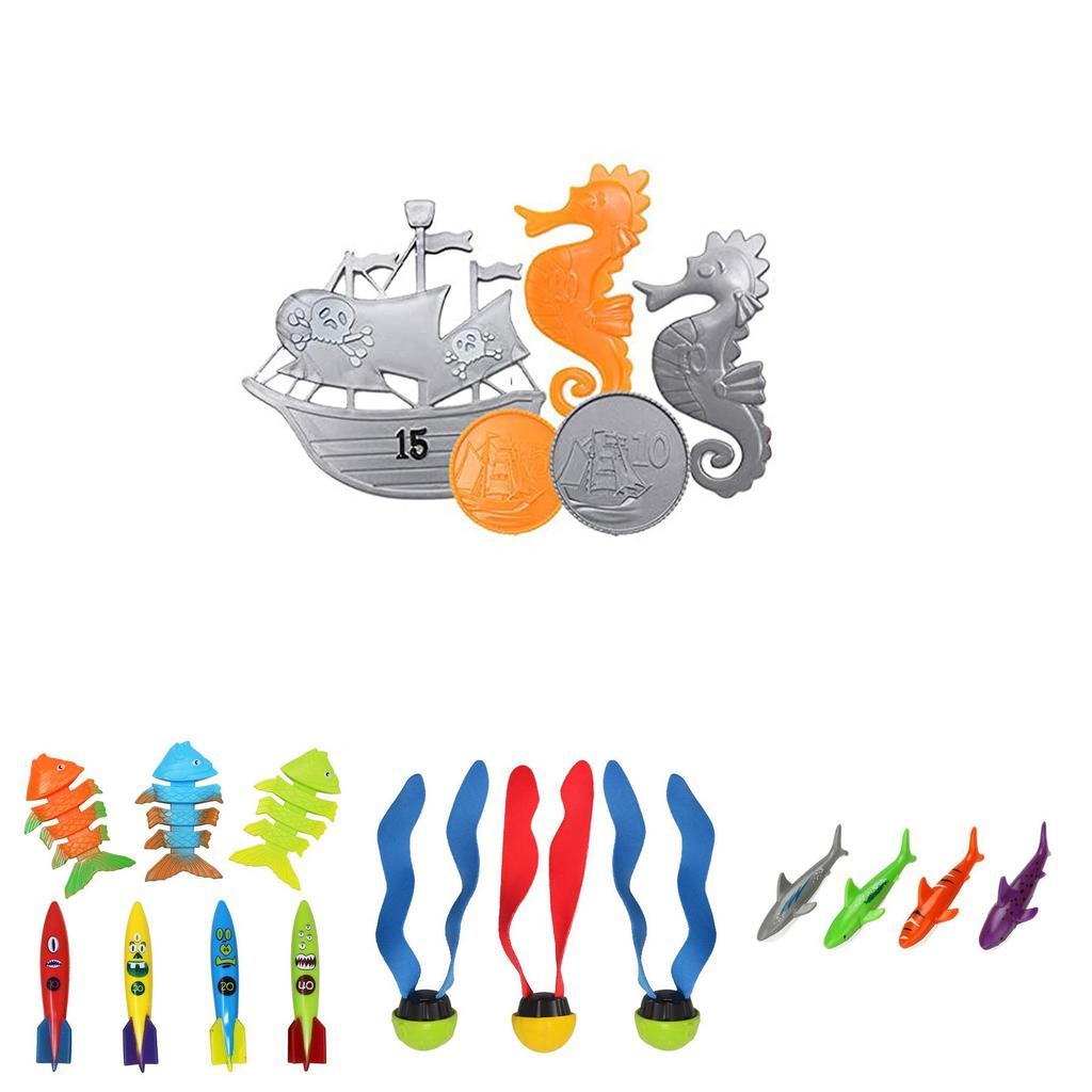 Interactive Swimming Pool Diving Toy Rings And Torpedo Set For Children Age 3 To 6