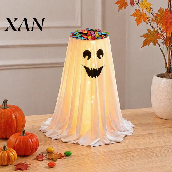 Creative Holiday Table Centerpiece Halloween Ghost Candy Bowl Stand with Remote Control, Large LED Lighted Event Tableware Cute Holder for Front Door