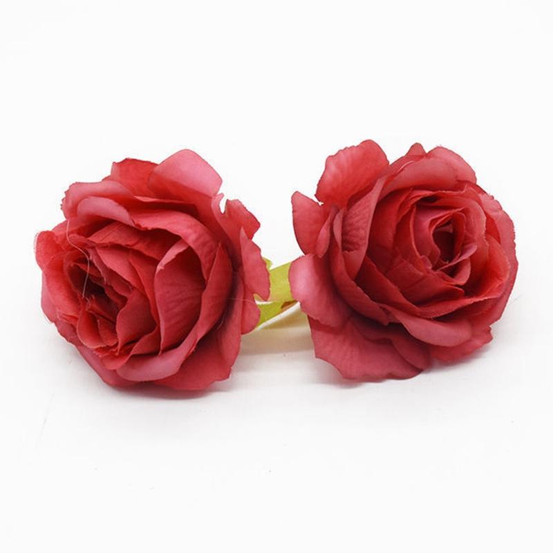 50Pcs Artificial Flowers Silk Roses Heads Home Wedding Decorations Valentine's Day Garland Palnts Wall Festival Diy Supplies Box