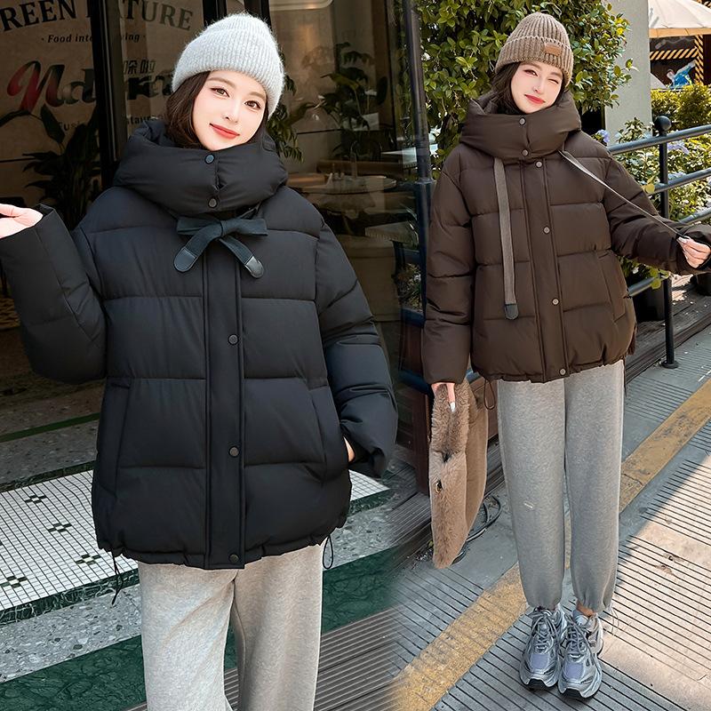 2025 new women's short loose bread clothes cotton clothes winter fashion hooded thickened cotton clothes warm jacket