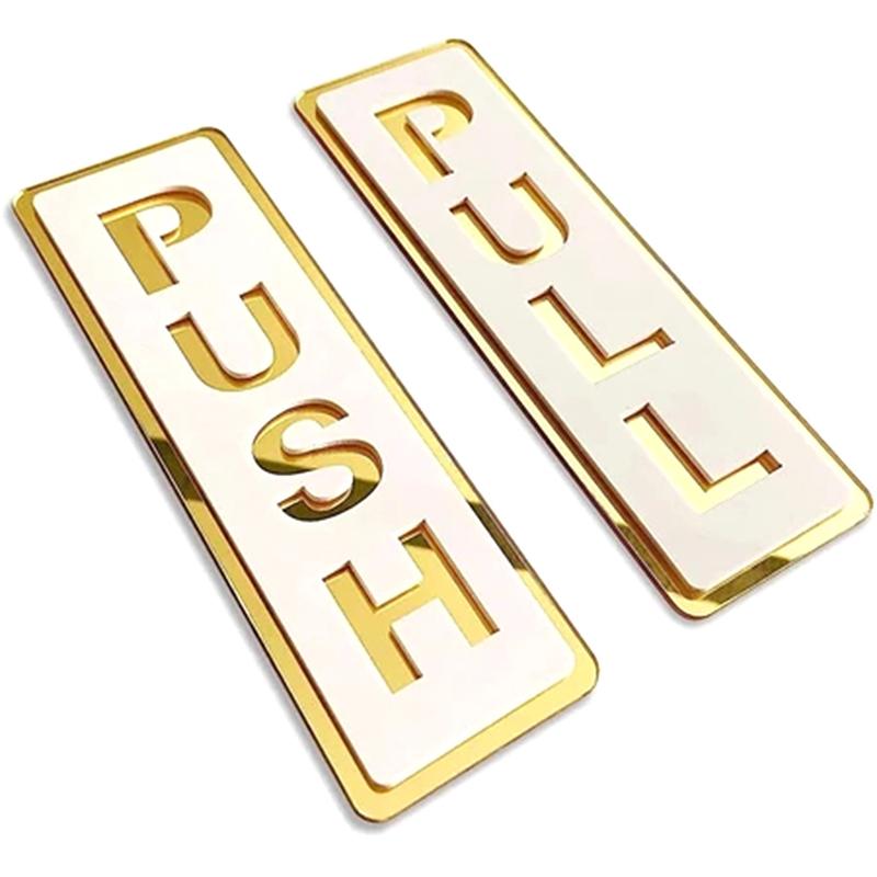 2Pcs Acrylic Push Pull Door Signs Shops Self-Adhesive Pull Door