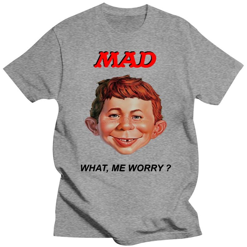 Black T Shirt for Male Summer Brand Tee-shirt Mad Magazine What Me Worry T-Shirt Fashion Print Tshirts Casual Style Tee Shirt