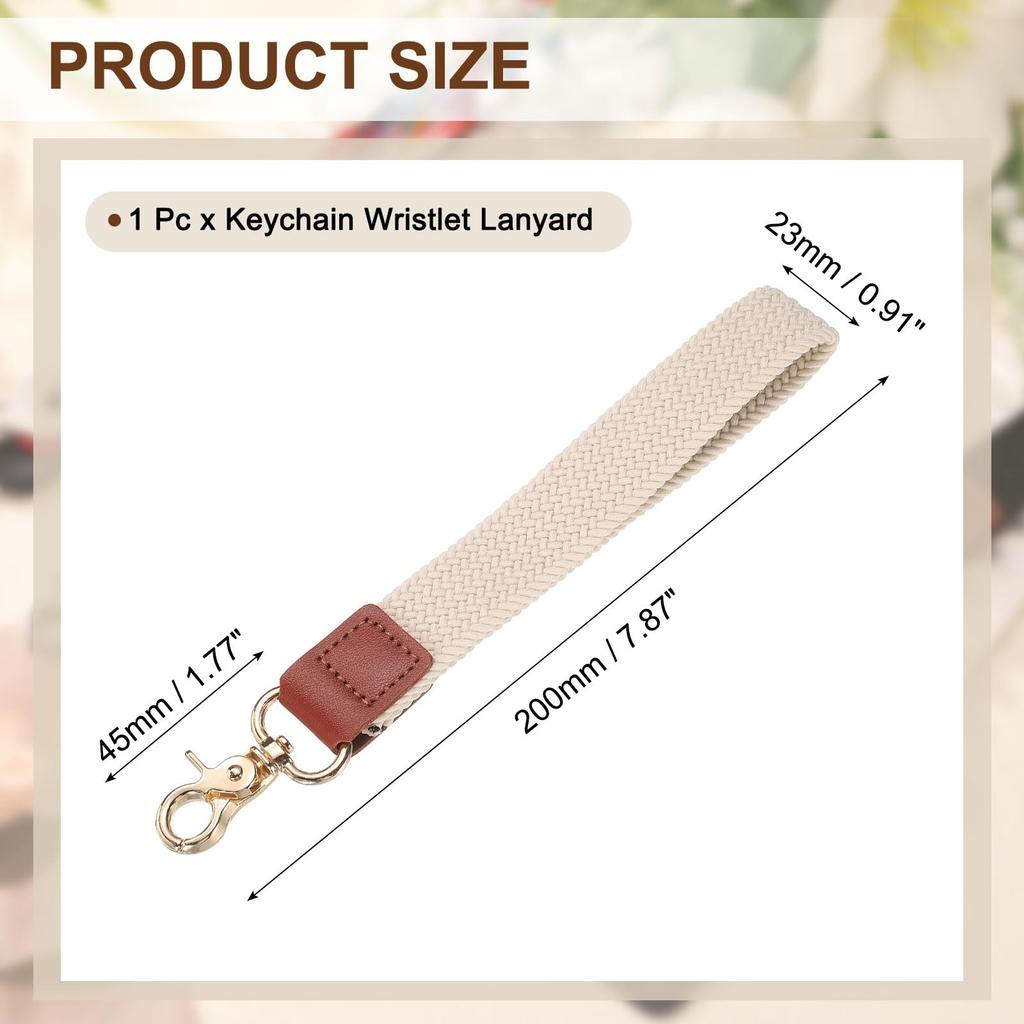 Wrist Lane Yard Keychain 200mm Blade Strap Gold Buckle Keychain Unisex for Car ID Beige [uxcell] Keys, Cards, Wallets,