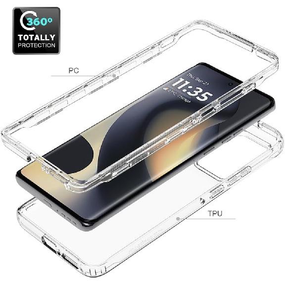 Case for Moto Edge 2024 5G Case Clear Crystal Non Yellowing Heavy Duty Soft TPU Dual Layer Bumper Rugged Protective Shockproof Slim Case Cover for