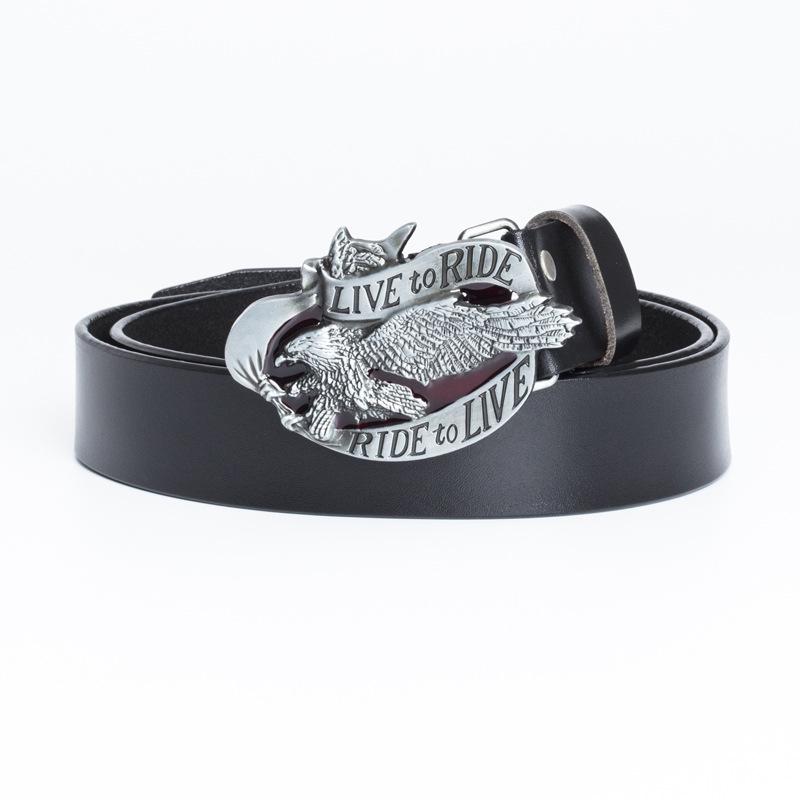 Men's Retro Cowhide Leather Belt with 3D Eagle Buckle - Fashionable and Stylish Trousers Accessory