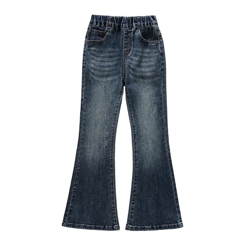 2025 Girls' Stylish Fall Micro-Flared Jeans - Korean Style Children's Pants