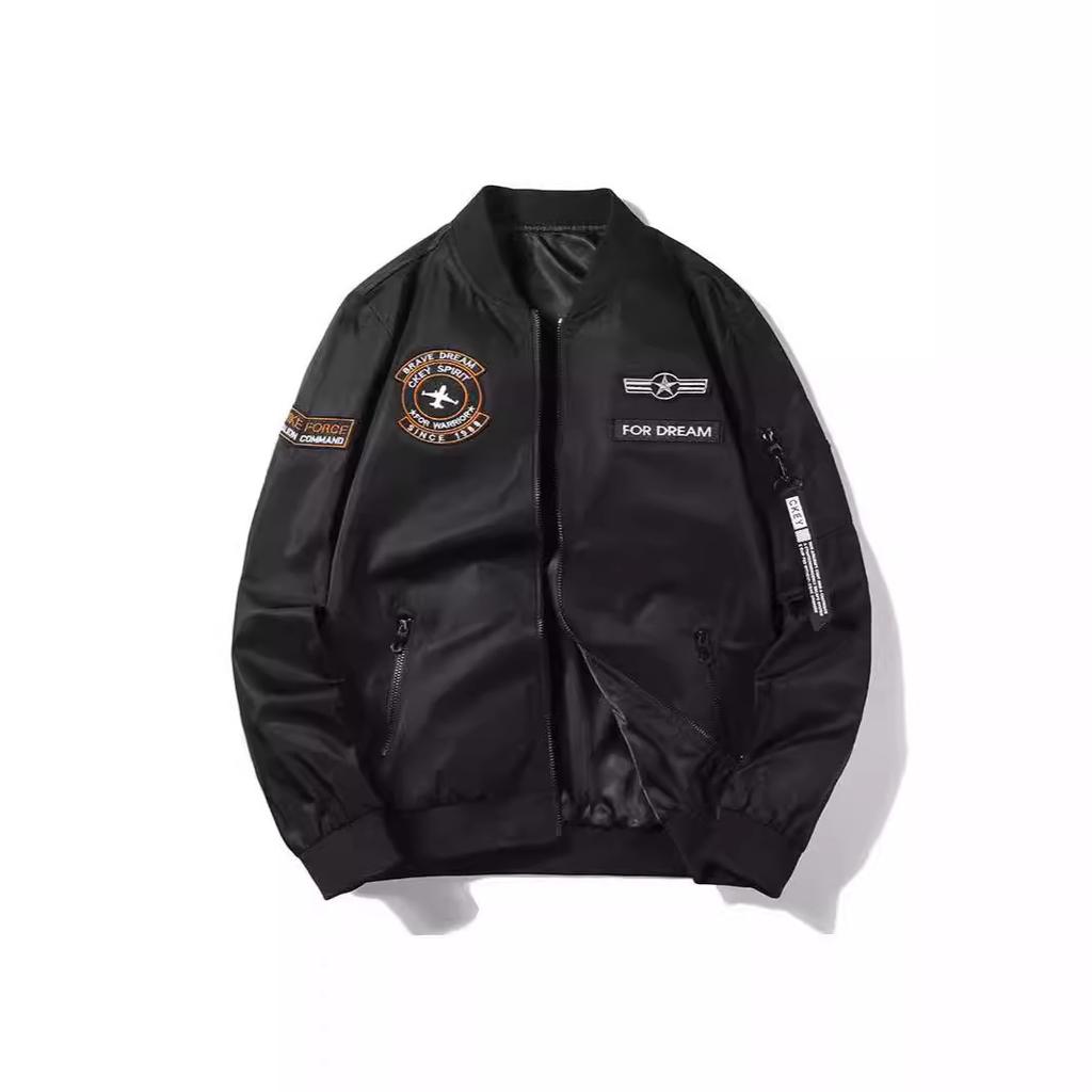 Spring and Autumn Thin Double-sided Flight Jacket for Men, Simple and Trendy Air Force Baseball Uniform Jacket for Men