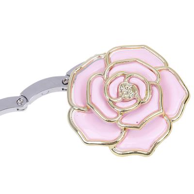 1Pc Rose Pattern Folding Bag Handbag Tote Table Hanger Hook Holder Purse Hanger