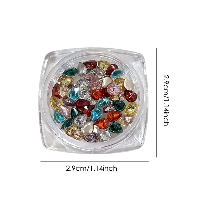 50 Stück Mehrfarbige Mini-Wassertropfen Zirkon Nail Art Strasssteine 3D Flachboden Kristallsteine Maniküre Dekoration