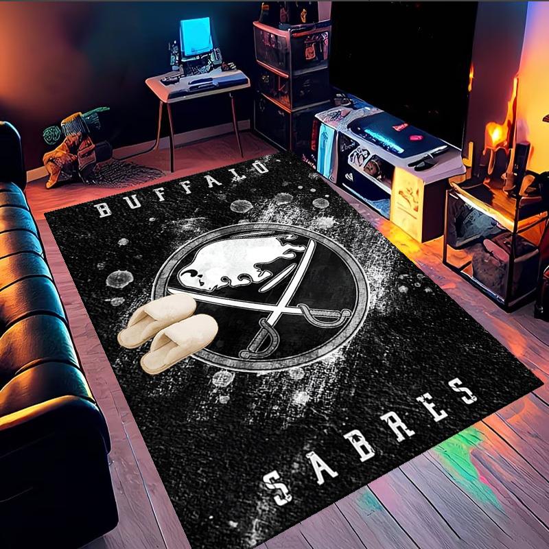Buffalo Hockey Emblem Area Rug Suitable for Indoor And Outdoor,Carpets for Kitchens, Homes, Offices, Living Rooms,Home Decor,Christmas Gift
