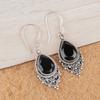 Naturlig Svart Onyx Ädelsten 925 Sterlingsilver Smycken Handgjorda Örhängen 1,9" EE-85-13