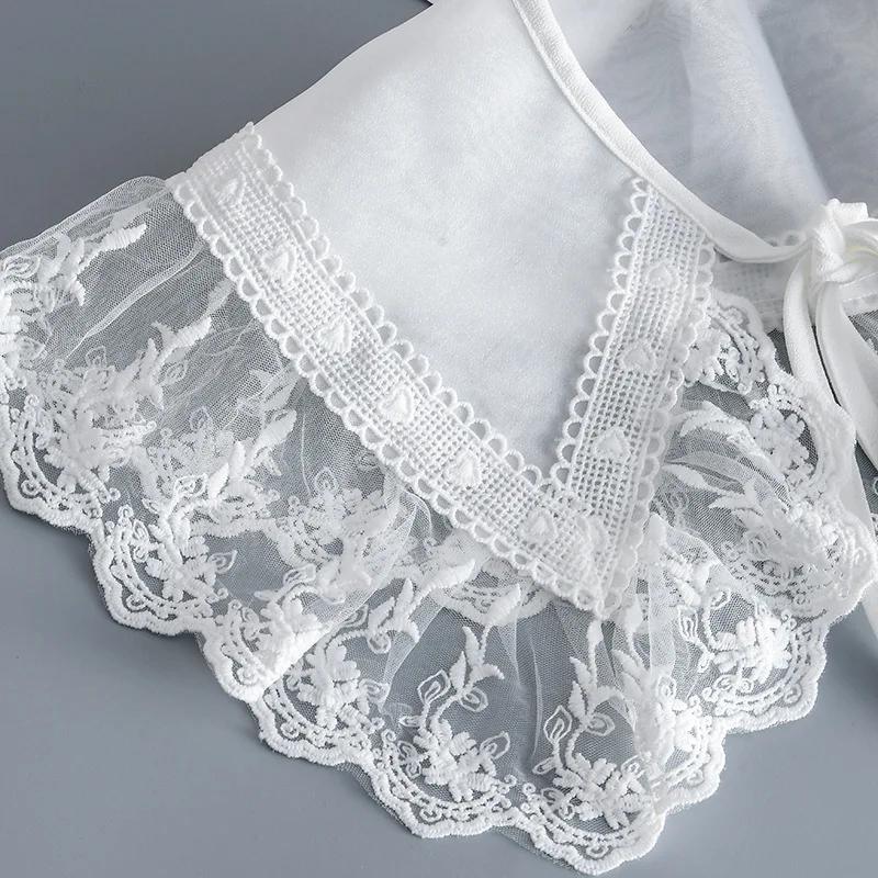 Perfect Match Girls Summer Bowknots Fake Collar For Women Shirt Detachable Collars Lace Lapel Neckwear Shoulder Wraps False Collars