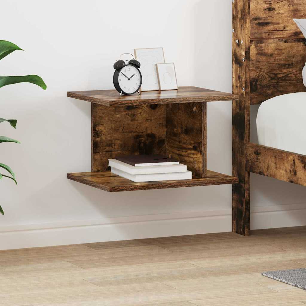 Nightstand Smoked Oak 40 x 30 x 25 cm Engineered Wood