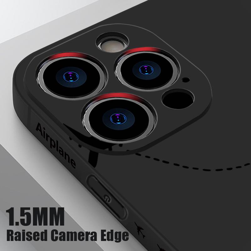 For iPhone 17 Pro Max Lanyard Case Airplane Heart Map Print Soft TPU Silicone Cover For iPhone 16 Pro Max Funda iPhone 15 14 13 12 11 16E Air