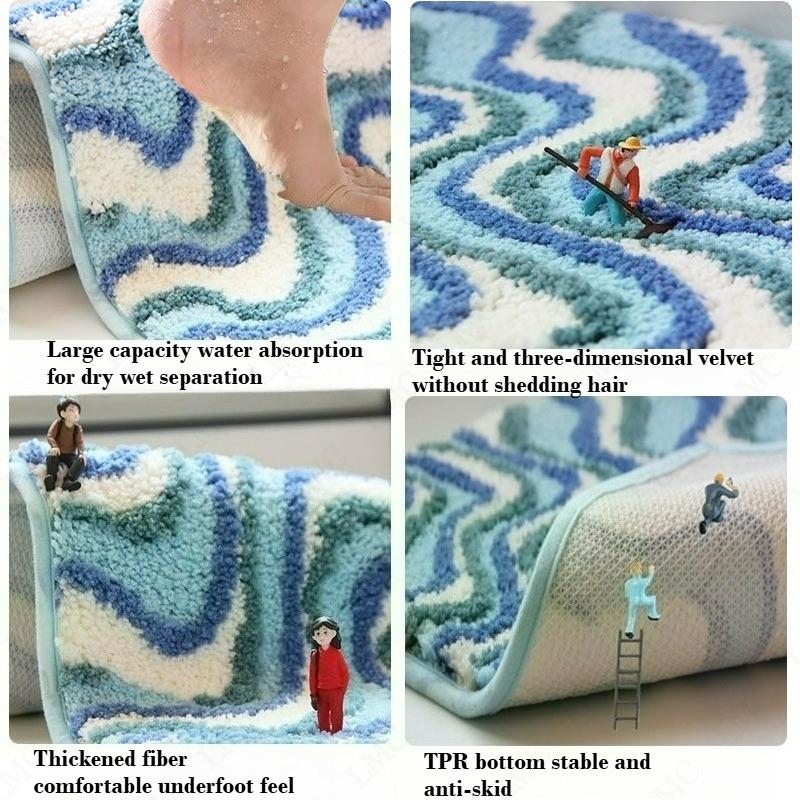 Alfombrilla de baño con estampado de peces, absorbente de agua, antideslizante, alfombrilla para pies, alfombra para ducha, alfombrilla para tapa de inodoro, decoración de baño