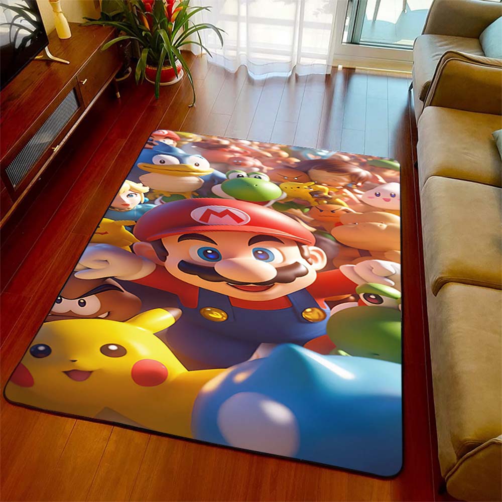 Super Mario Bros Themed Floor Carpet Polyester Non-Skid Area Rug Indoor Home Decorative Floor Mat -QJY