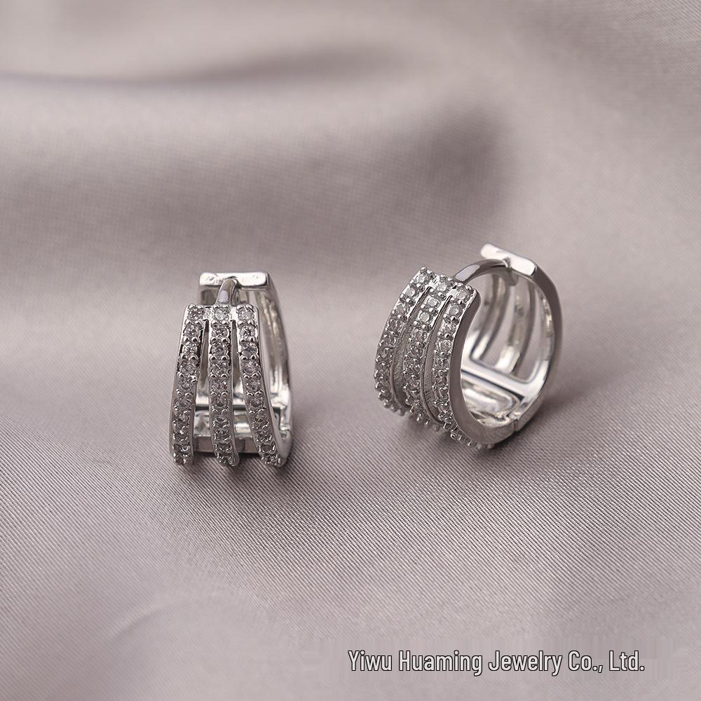 French Light Luxury Zircon Diamond Stud Earrings - Versatile & Trendy Styles
