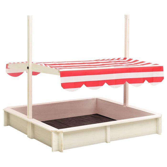 VidaXL Sandpit and Adjustable Roof Fir Wood White and Red UV50
