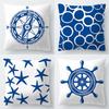Home Decor Blue Nautical Patterns Cushion Covers Pattern Cushion Cover Suitable for Sofa Bedroom Car Pillow Cover