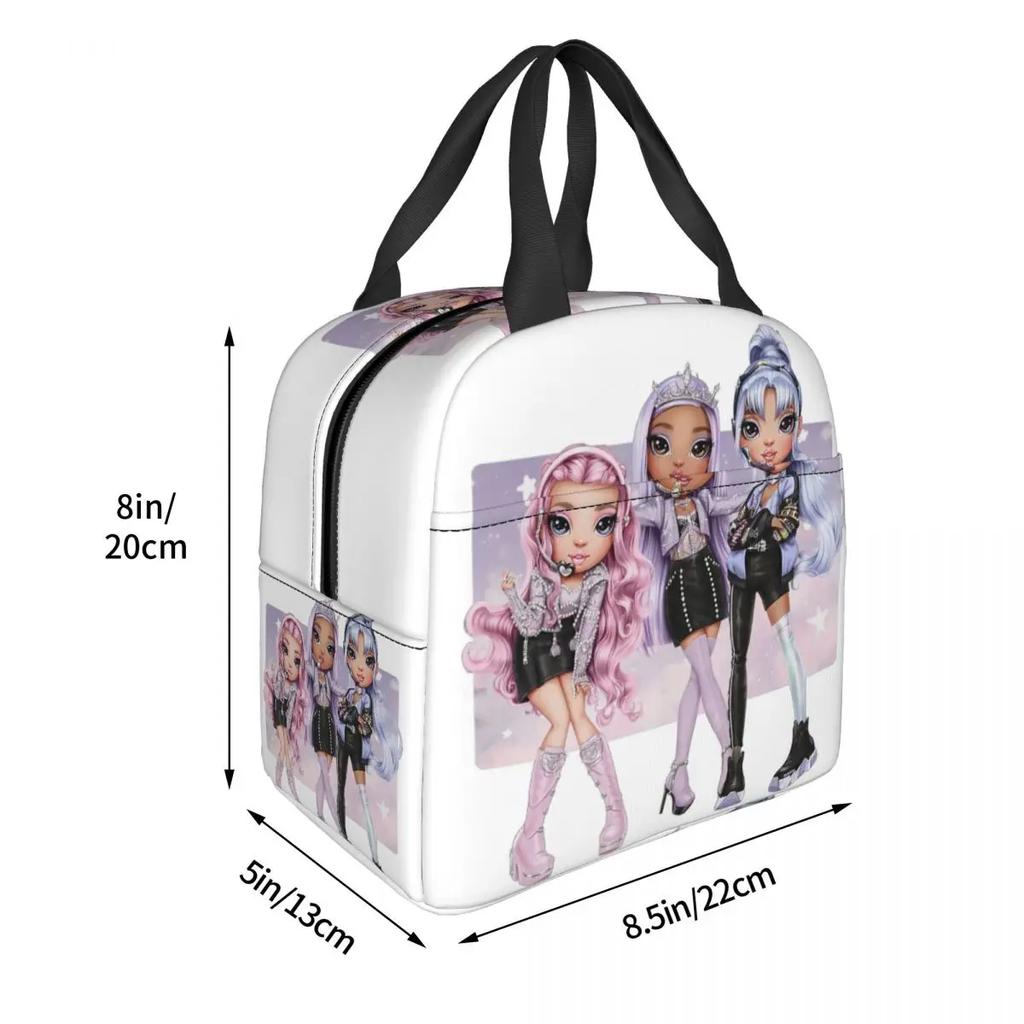 Rainbow High Sisters Insulated Lunch Bag for Women Leakproof RH KPOP Cooler Thermal Bento Box Kids School Children Lunchbag