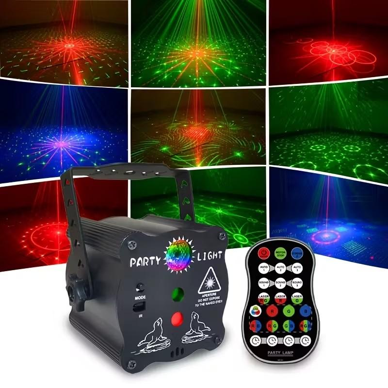 USB Rechargeable Multi-Color Flashing Stage Light Party Disco Christmas Rotating Projection Light RGB Night Light Strip with Remote Control