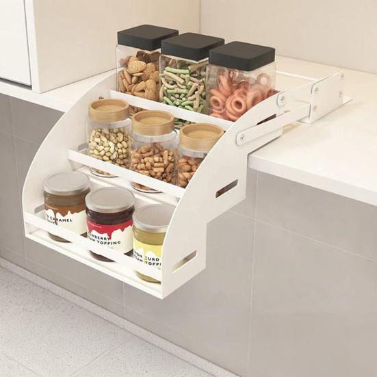 Down Spice Rack 3-Tier Pull Organizer Inside Out Spice Cabinets Space Saving Storage Shelf