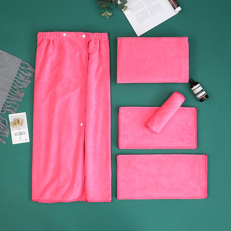 Beauty Salon Microfiber Set: Velcro Headband, Bed Sheet, Bath Towel, and Bathrobe Head Towel 20x70 розовый