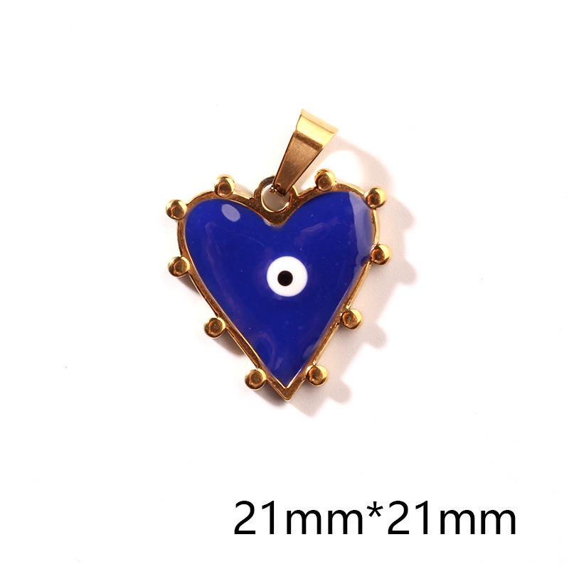 European & American Cross-Border Epoxy Heart Eye Pendant, Gold-Plated Stainless Steel, DIY Jewelry Accessory