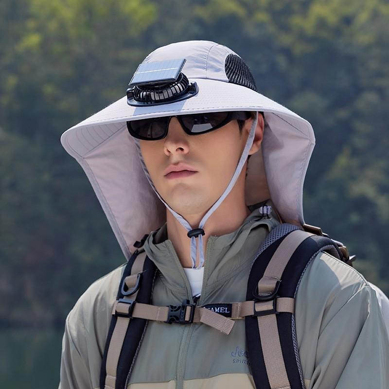 Outdoor Mountaineering Fishing Sun Hat With Large Solar Fan