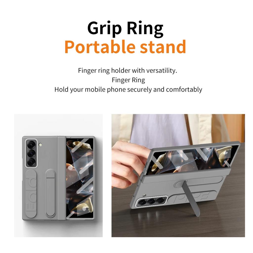 Orginal Matte Skin Feelwith S Pen Stand Phone Case for Samsung Galaxy Z Fold 7 6 5 4 3 Wristband Holder Hinge Slot Protect Cover