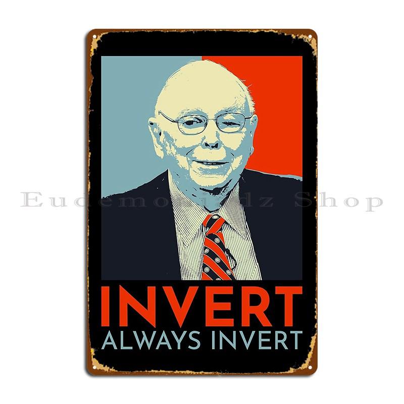 

Invert Charlie Munger Metal Signs Personalized Cinema Plaques Decoration Printing Tin Sign Poster 20x30cm（7.8x11.8inch）