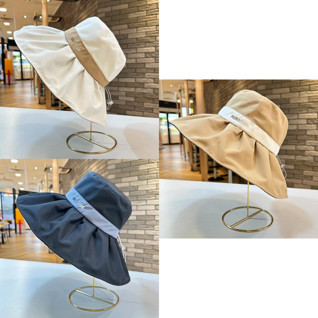 Women's Sun Protection Hat Spring Summer Uv Protection Wide Brim Bucket Hat Korean Style Cycling Face Cover Foldable Fisherman Hat