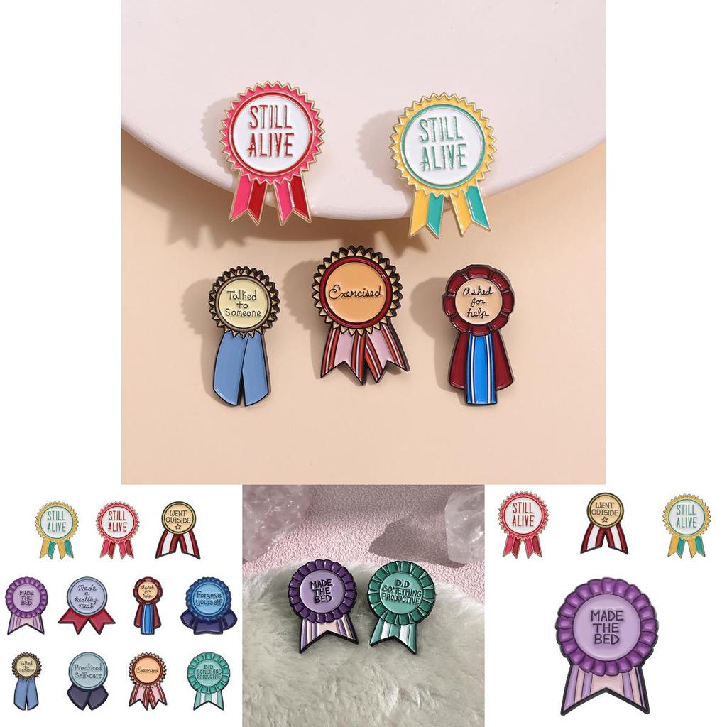 Creative Colorful Cartoon Medal Alloy Brooch Cute Animal And Letter Design Pins