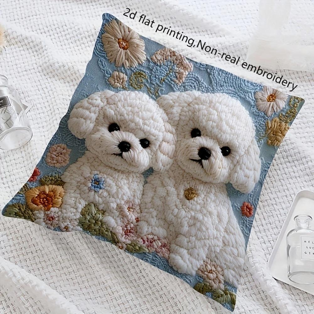 Adorable 2D Flat-Printed Poodle Pillow: A Charming Addition To Your Home Decor Sofa Cushion Cover, Home Decoration, 2D Printing