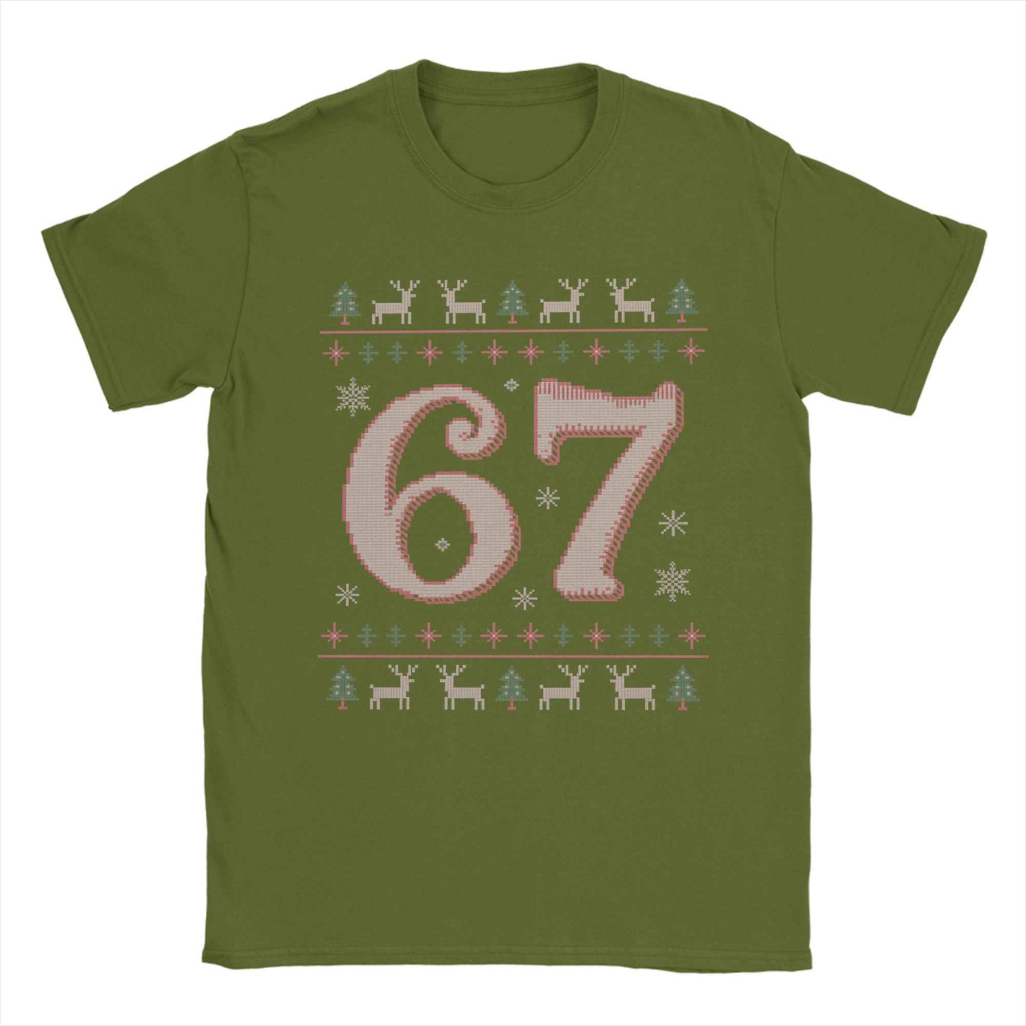 

Christmas 67 Funny Xmas Six Seven Ugly Sweater 6-7 T-Shirts Humor 100% Cotton Tees Round Collar Short Sleeve T Shirt Clothing 4XL