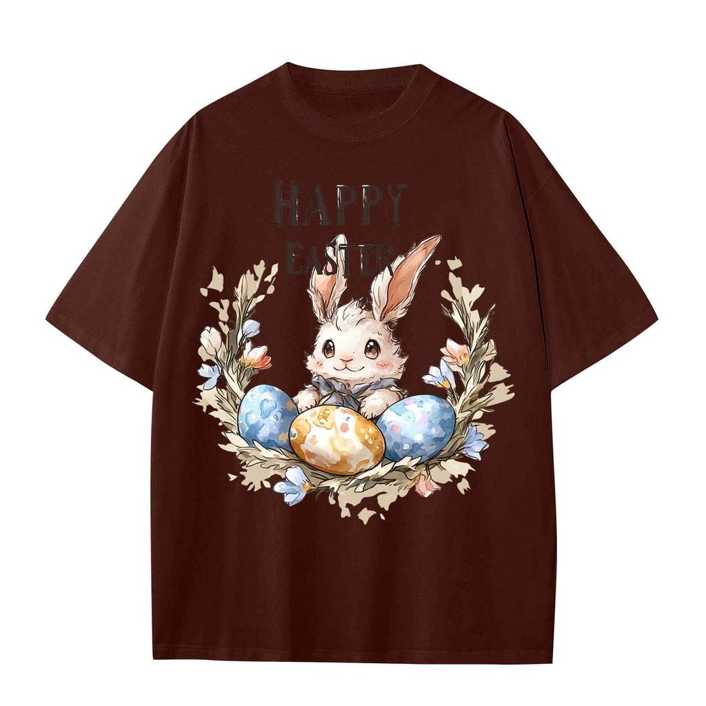 Chlapecké a dívčí ležérní volné tričko s velikonočním potiskem, pulovr s kulatým výstřihem, top s krátkým rukávem